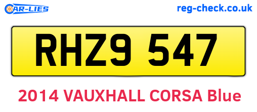 RHZ9547 are the vehicle registration plates.