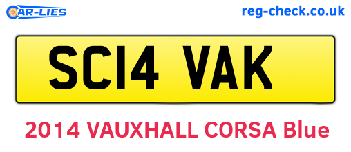 SC14VAK are the vehicle registration plates.