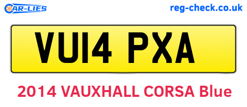 VU14PXA are the vehicle registration plates.