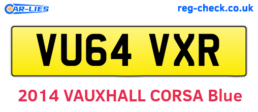 VU64VXR are the vehicle registration plates.