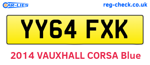 YY64FXK are the vehicle registration plates.