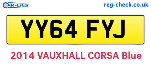 YY64FYJ are the vehicle registration plates.