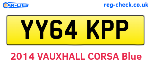 YY64KPP are the vehicle registration plates.