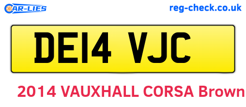 DE14VJC are the vehicle registration plates.