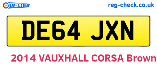 DE64JXN are the vehicle registration plates.