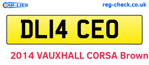DL14CEO are the vehicle registration plates.