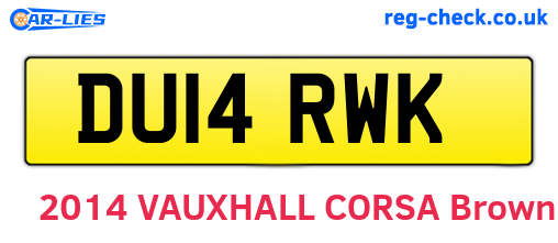 DU14RWK are the vehicle registration plates.