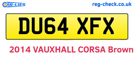DU64XFX are the vehicle registration plates.