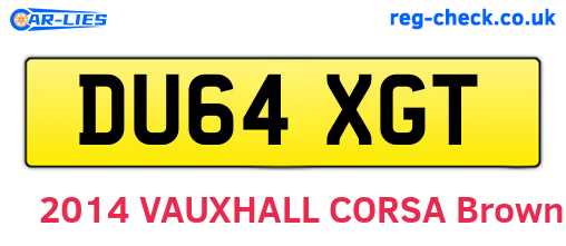 DU64XGT are the vehicle registration plates.