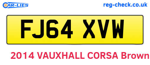FJ64XVW are the vehicle registration plates.
