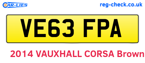VE63FPA are the vehicle registration plates.