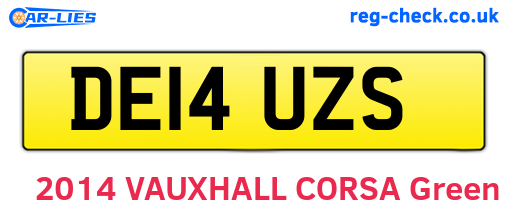 DE14UZS are the vehicle registration plates.