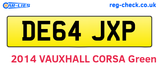 DE64JXP are the vehicle registration plates.