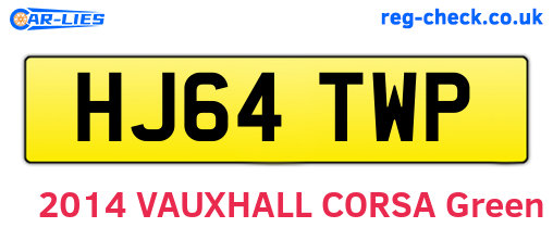 HJ64TWP are the vehicle registration plates.
