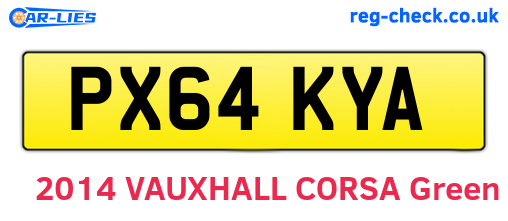 PX64KYA are the vehicle registration plates.