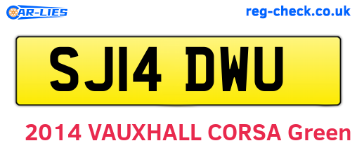 SJ14DWU are the vehicle registration plates.