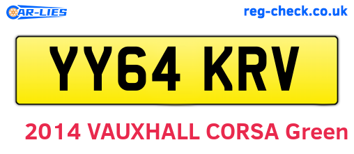 YY64KRV are the vehicle registration plates.