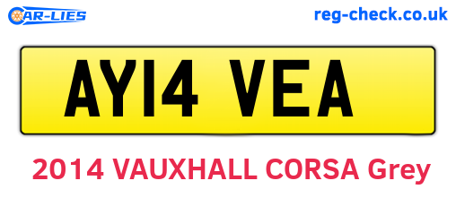AY14VEA are the vehicle registration plates.