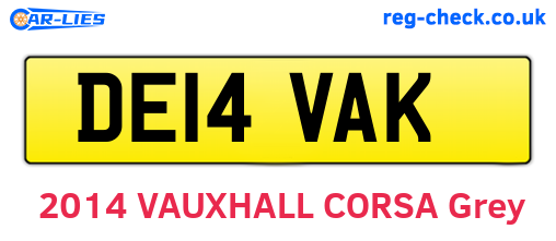 DE14VAK are the vehicle registration plates.