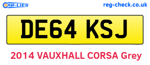 DE64KSJ are the vehicle registration plates.