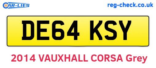 DE64KSY are the vehicle registration plates.