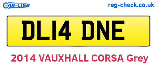 DL14DNE are the vehicle registration plates.