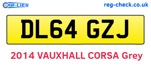 DL64GZJ are the vehicle registration plates.