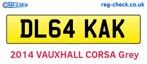 DL64KAK are the vehicle registration plates.