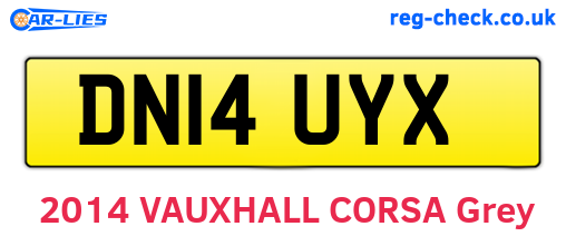 DN14UYX are the vehicle registration plates.