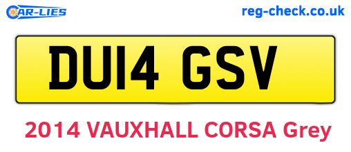 DU14GSV are the vehicle registration plates.