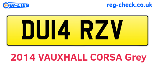 DU14RZV are the vehicle registration plates.