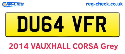 DU64VFR are the vehicle registration plates.