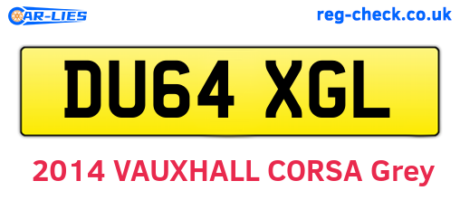 DU64XGL are the vehicle registration plates.