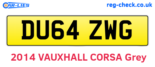 DU64ZWG are the vehicle registration plates.