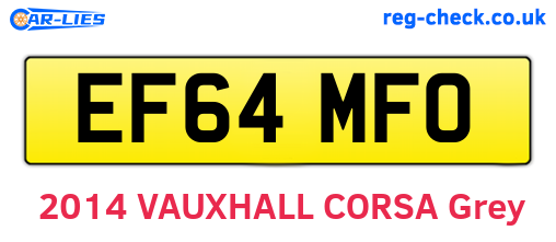 EF64MFO are the vehicle registration plates.