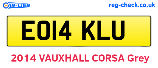 EO14KLU are the vehicle registration plates.