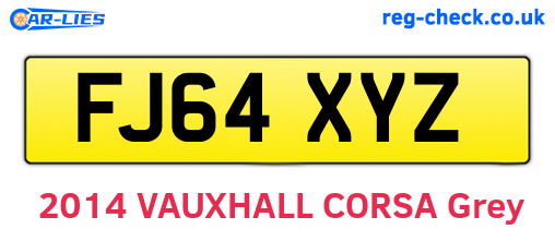 FJ64XYZ are the vehicle registration plates.
