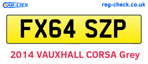 FX64SZP are the vehicle registration plates.