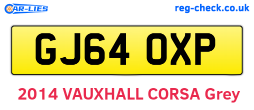 GJ64OXP are the vehicle registration plates.