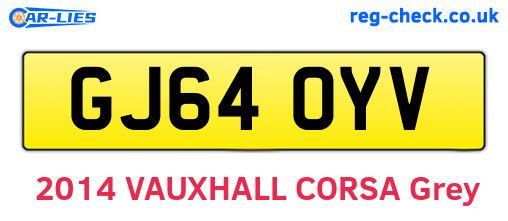 GJ64OYV are the vehicle registration plates.