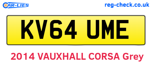 KV64UME are the vehicle registration plates.