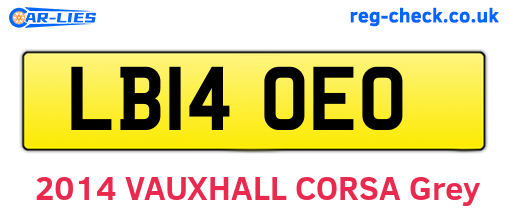 LB14OEO are the vehicle registration plates.