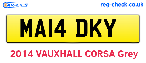 MA14DKY are the vehicle registration plates.