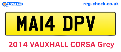 MA14DPV are the vehicle registration plates.