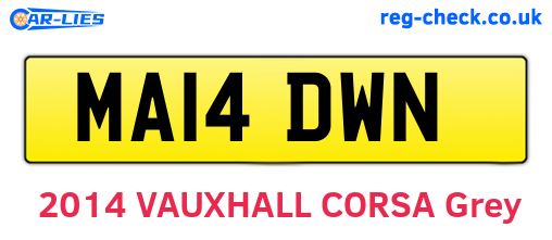 MA14DWN are the vehicle registration plates.