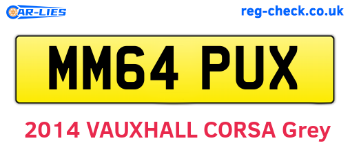 MM64PUX are the vehicle registration plates.