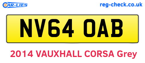 NV64OAB are the vehicle registration plates.