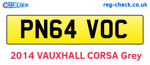 PN64VOC are the vehicle registration plates.