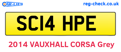 SC14HPE are the vehicle registration plates.