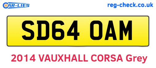 SD64OAM are the vehicle registration plates.